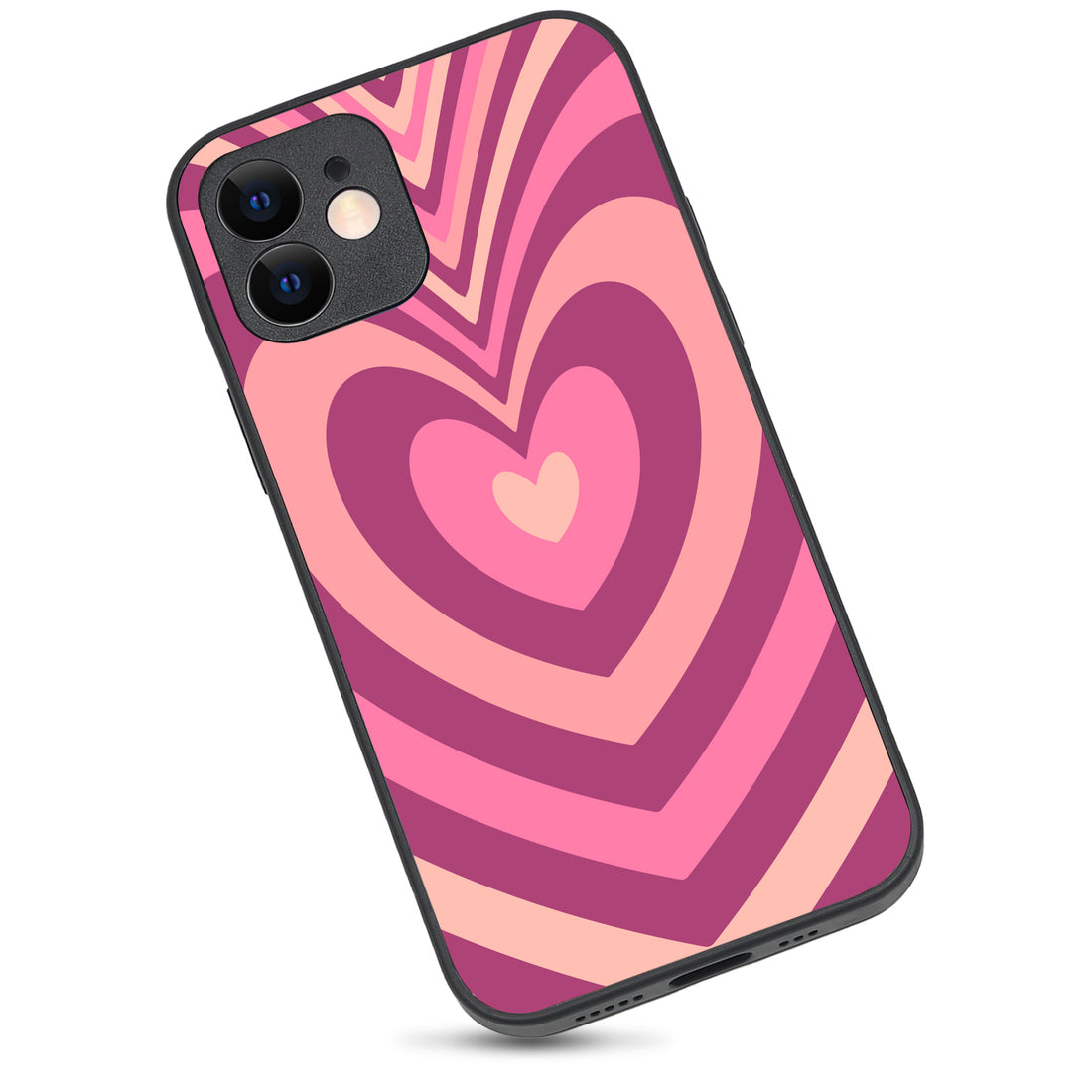 Pink Heart Optical Illusion iPhone 12 Case