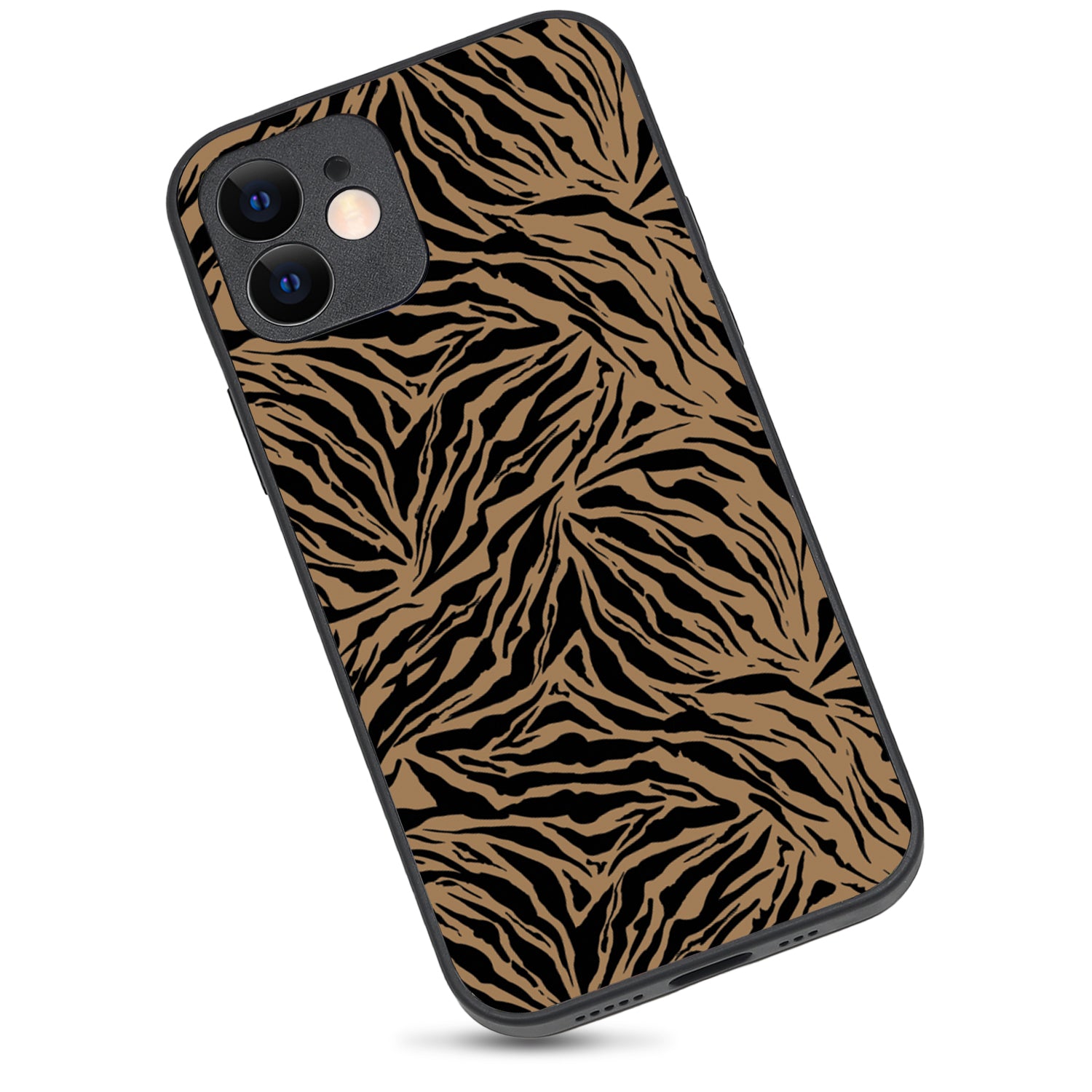 Black Strips Animal Print iPhone 12 Case
