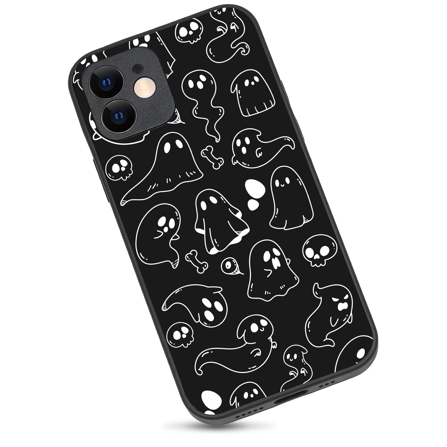 Black Ghost Doodle iPhone 12 Case