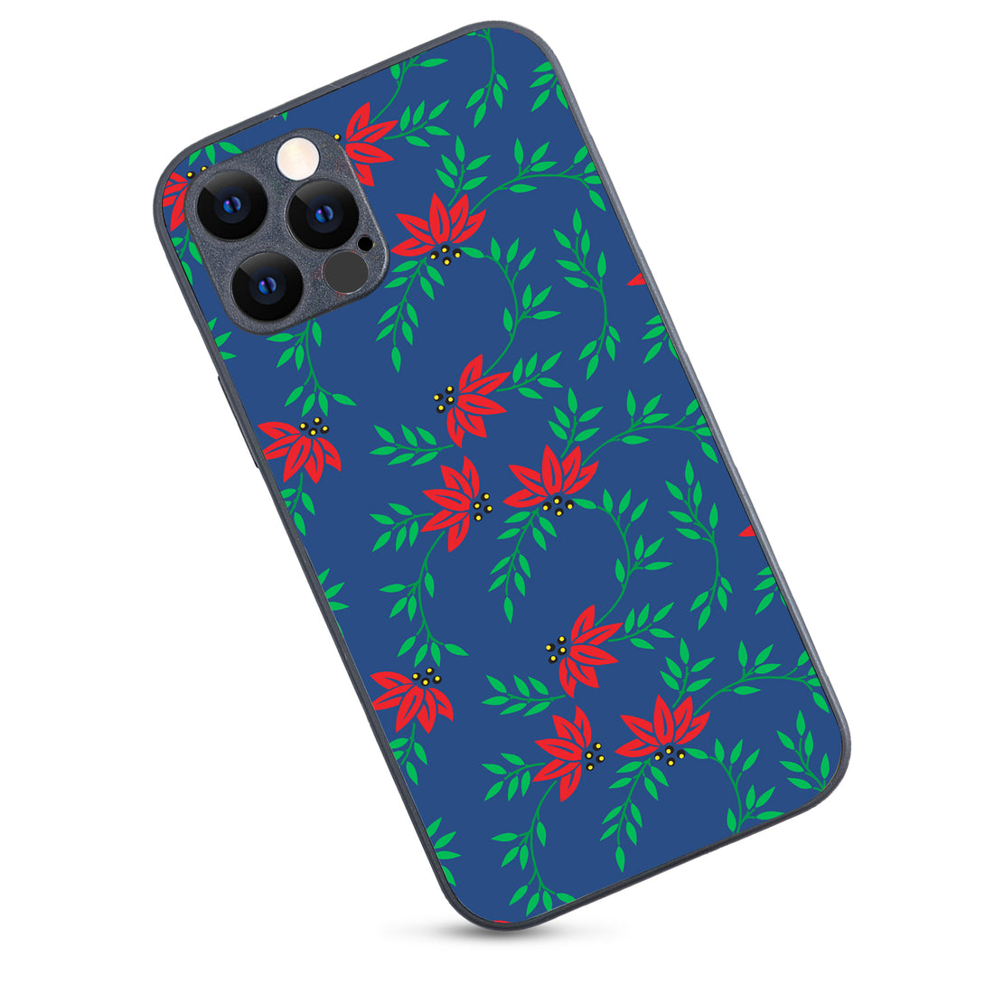 Red Green Leaves Floral iPhone 12 Pro Case