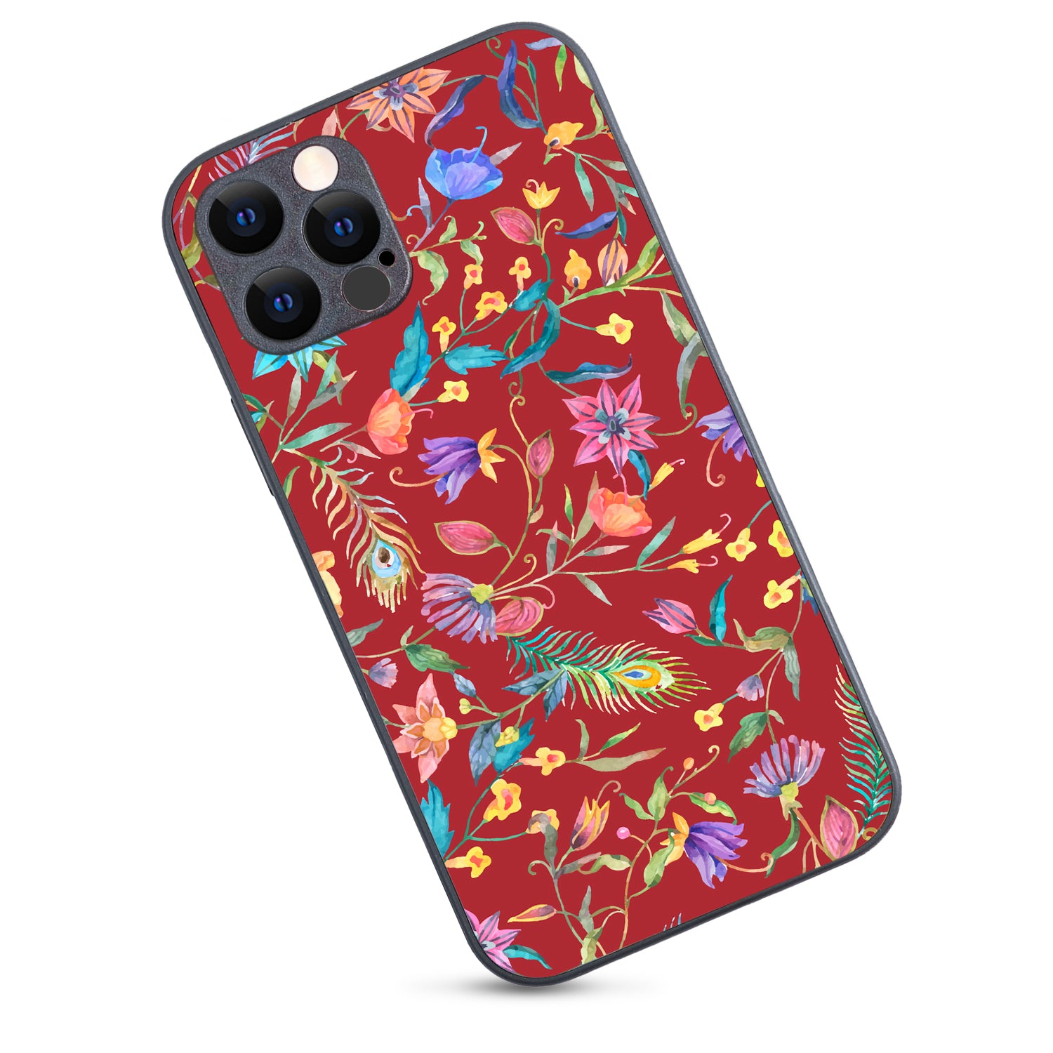 Red Doodle Floral iPhone 12 Pro Case
