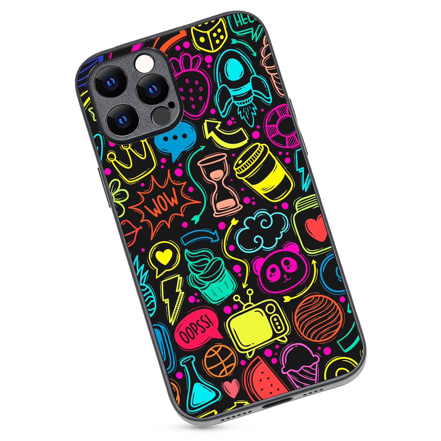 Wow Black Doodle iPhone 12 Pro Max Case