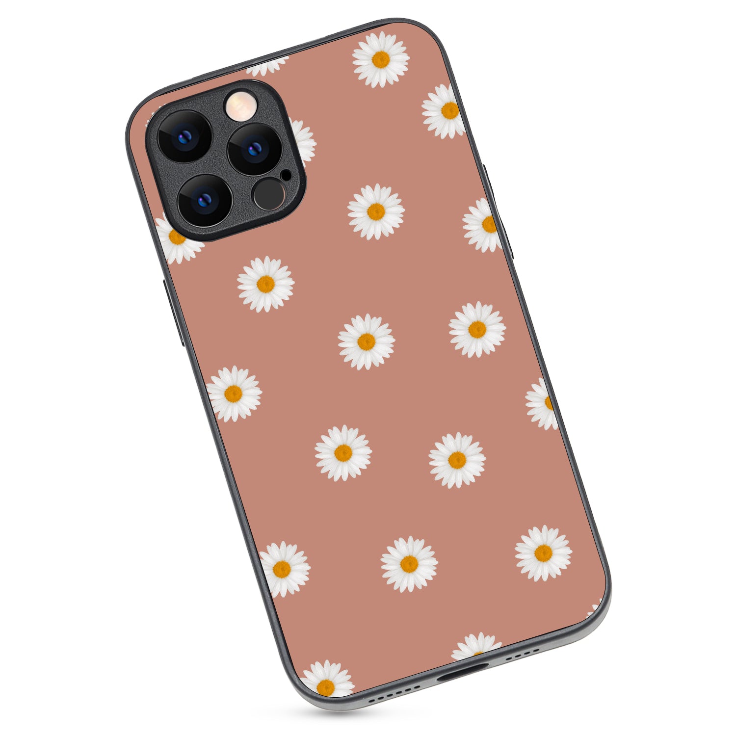 Peach Sunflower Black Floral iPhone 12 Pro Max Case