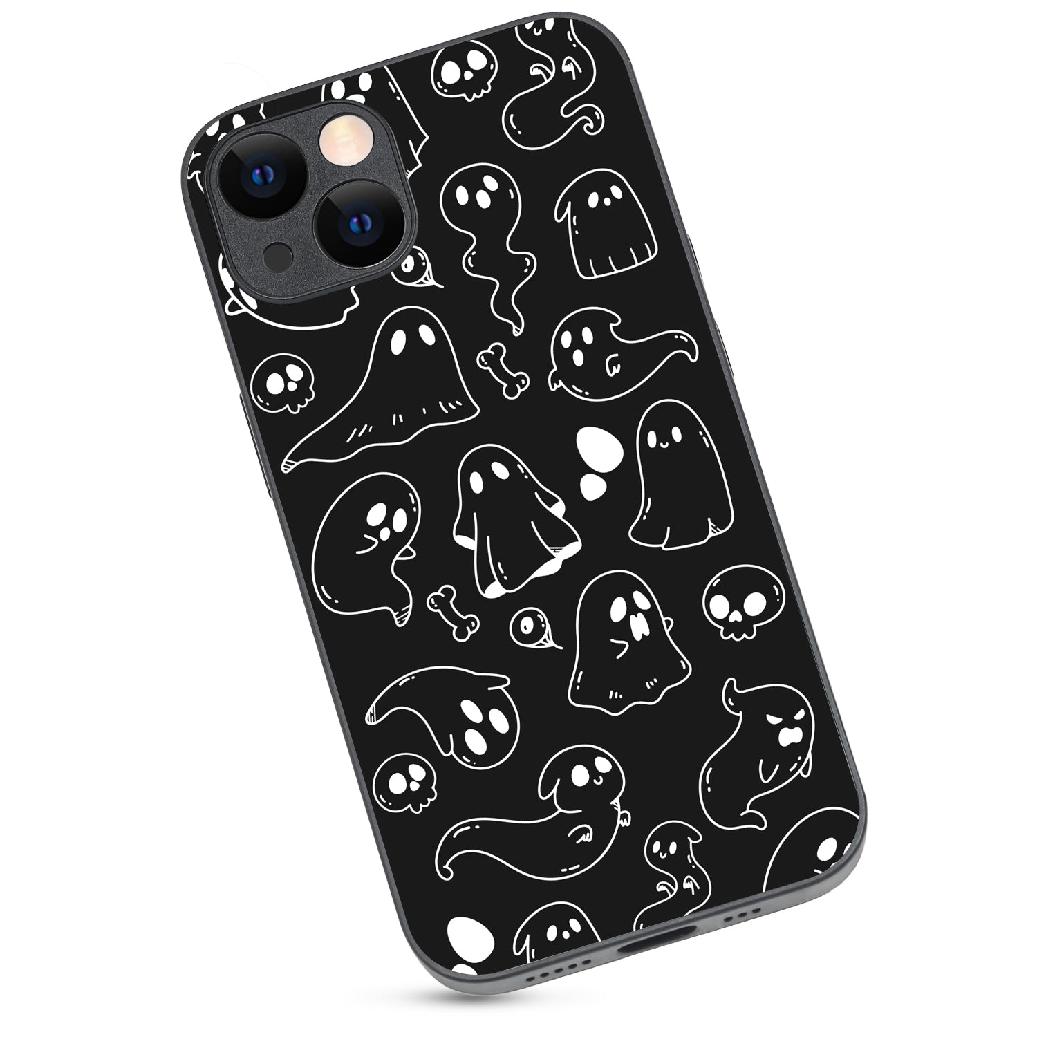 Black Ghost Doodle iPhone 13 Case