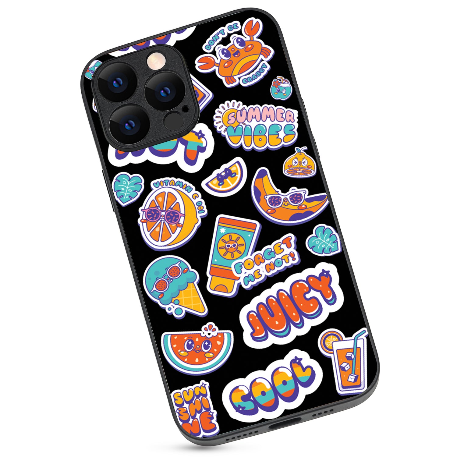 Summer Feel Black Doodle iPhone 13 Pro Max Case