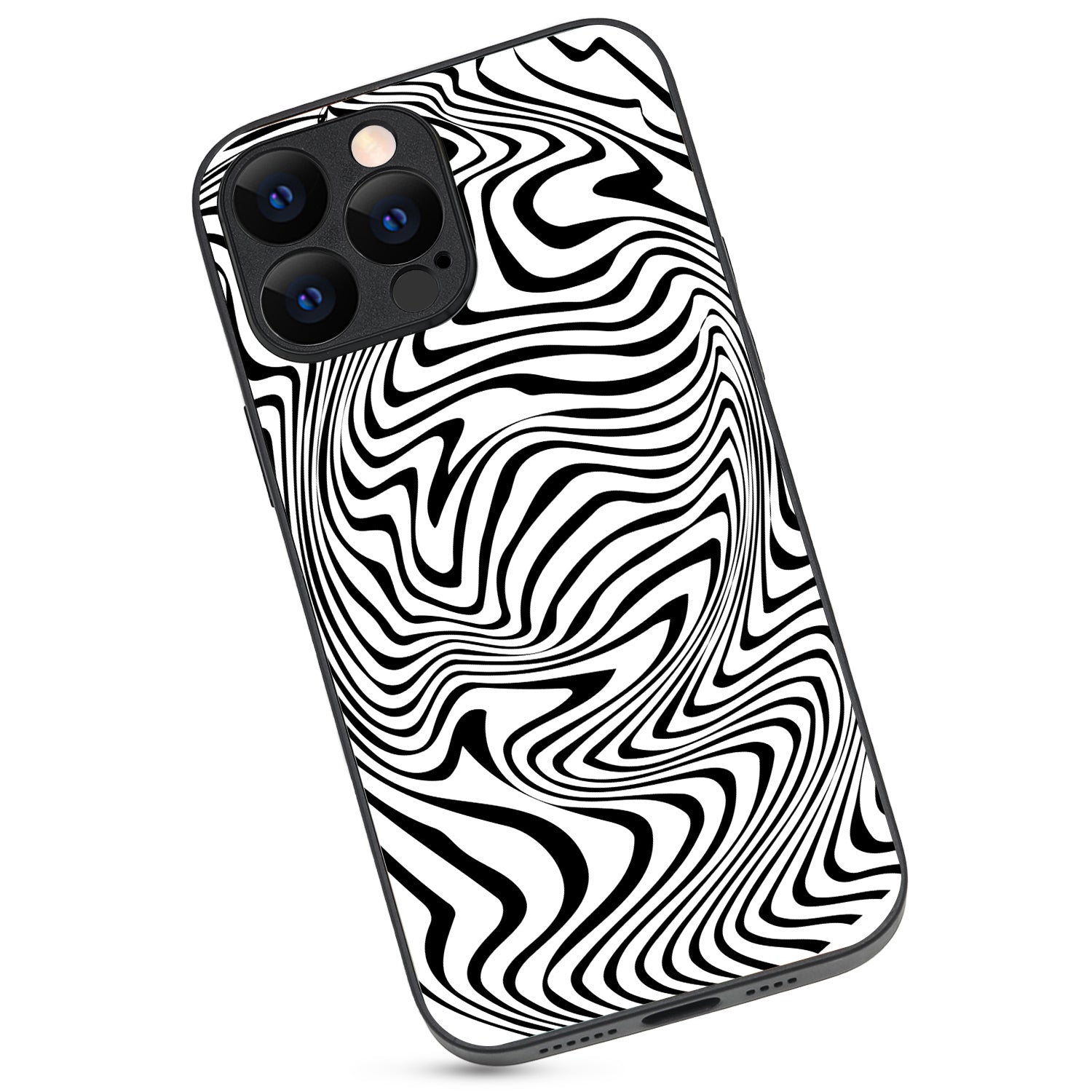 White Zig-Zag Optical Illusion iPhone 13 Pro Max Case