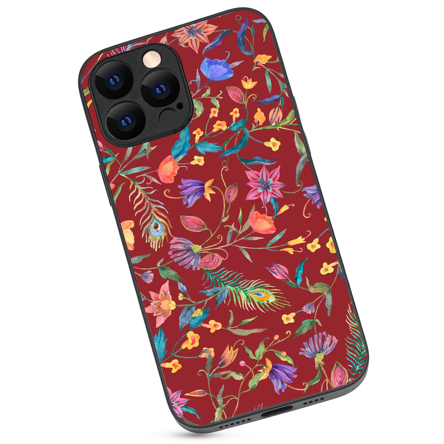 Red Doodle Floral iPhone 13 Pro Max Case