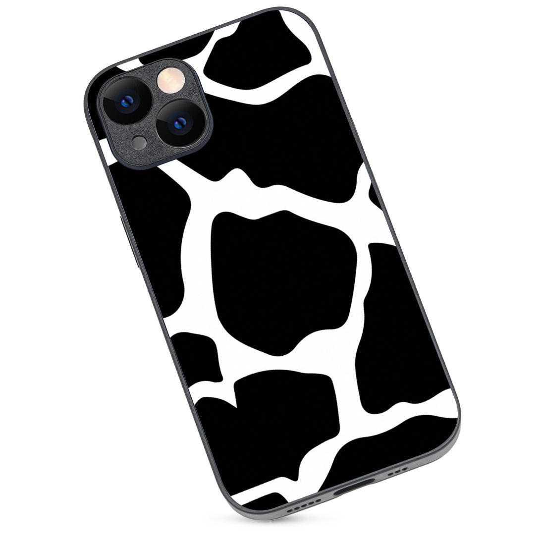 Black &amp; White Patch Design iPhone 14 Case