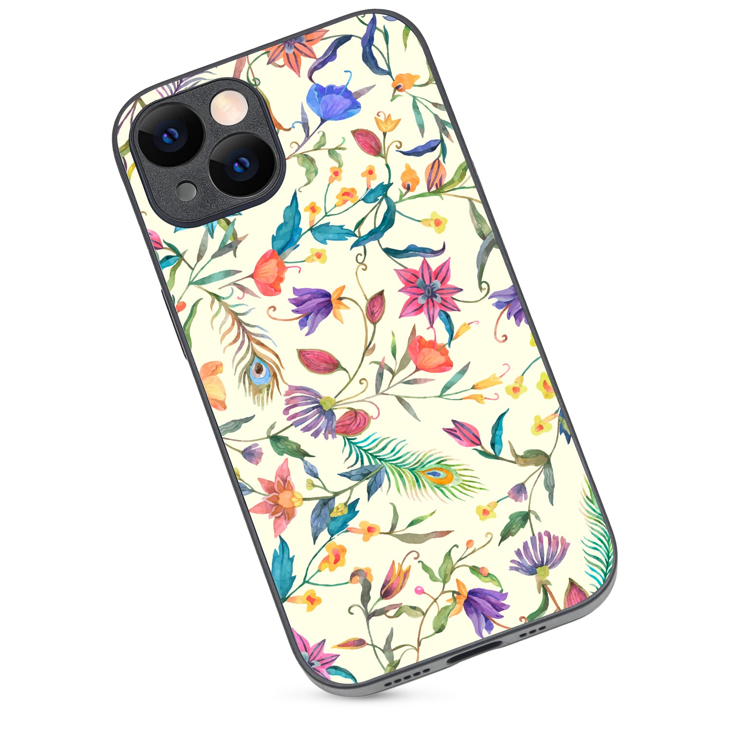 White Doodle Floral iPhone 14 Case