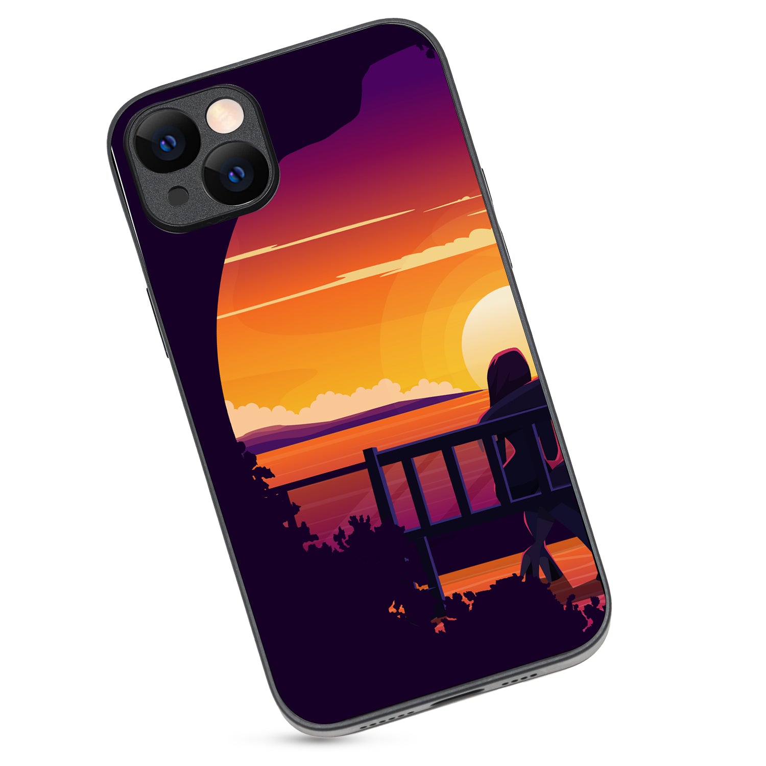 Sunset Date Girl Couple iPhone 14 Plus Case