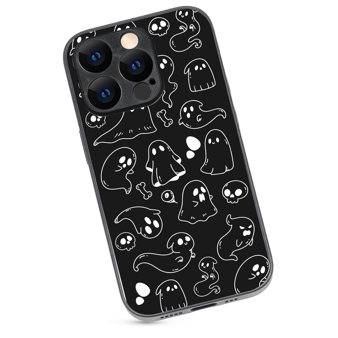 Black Ghost Doodle iPhone 14 Pro Case