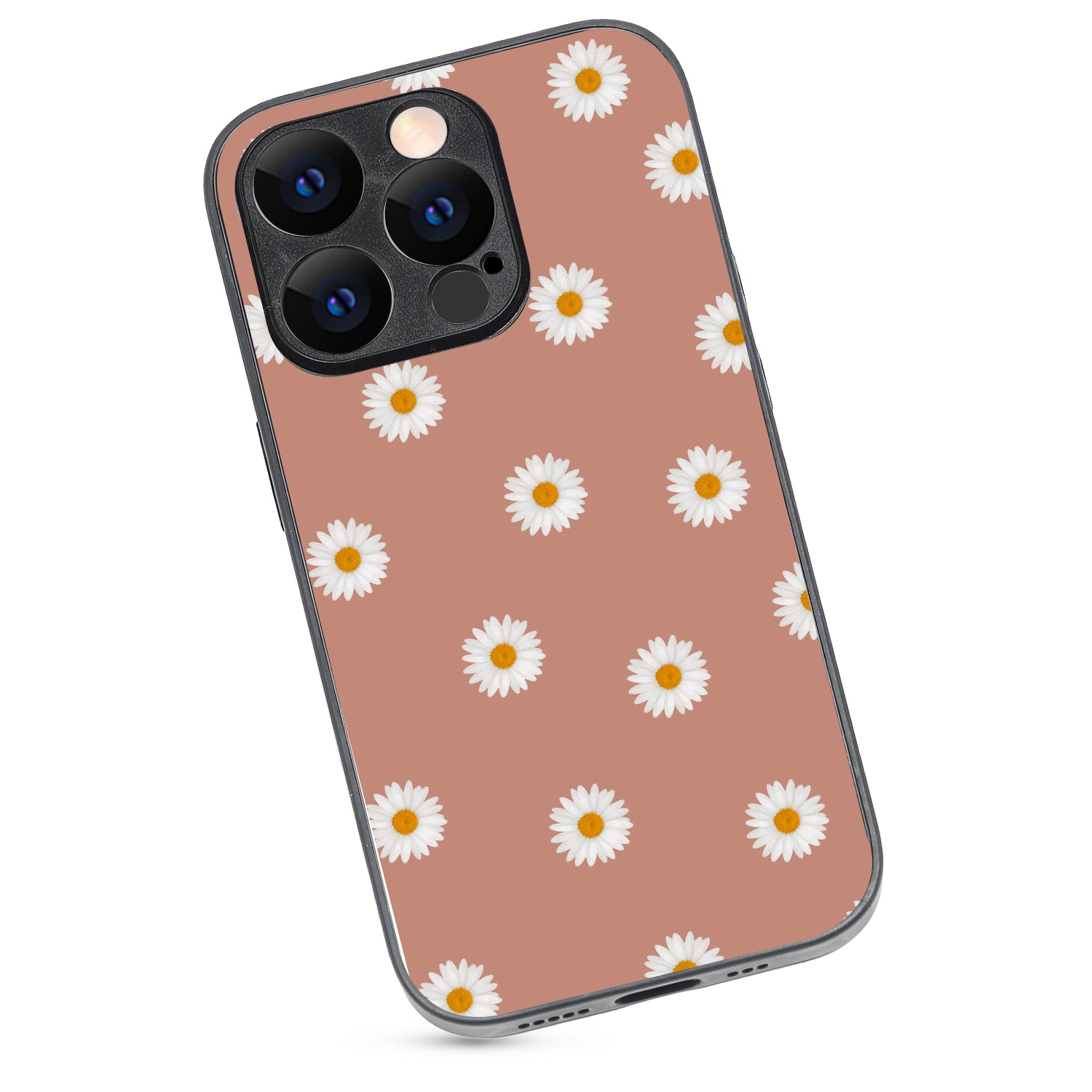 Peach Sunflower Black Floral iPhone 14 Pro Case