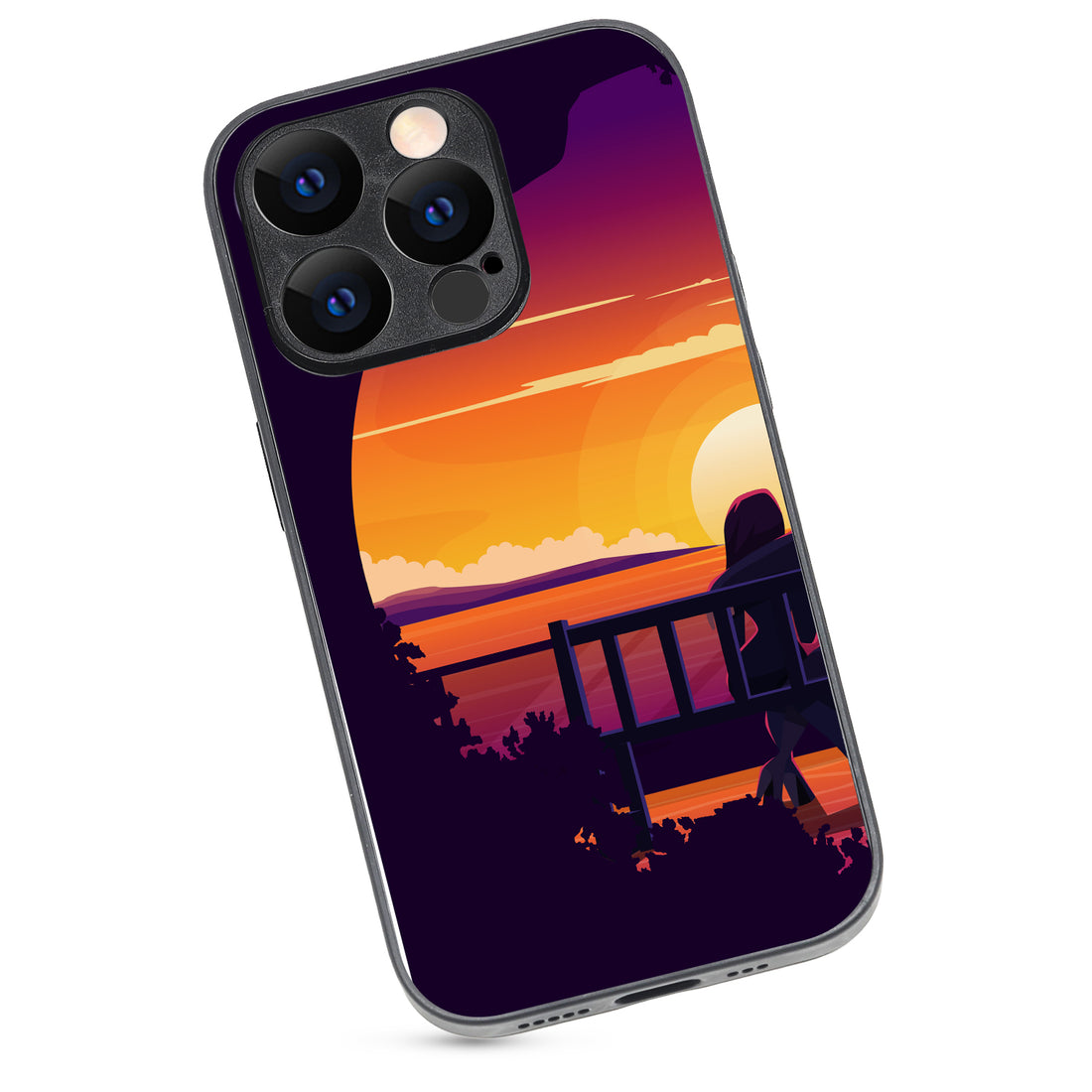 Sunset Date Girl Couple iPhone 14 Pro Case