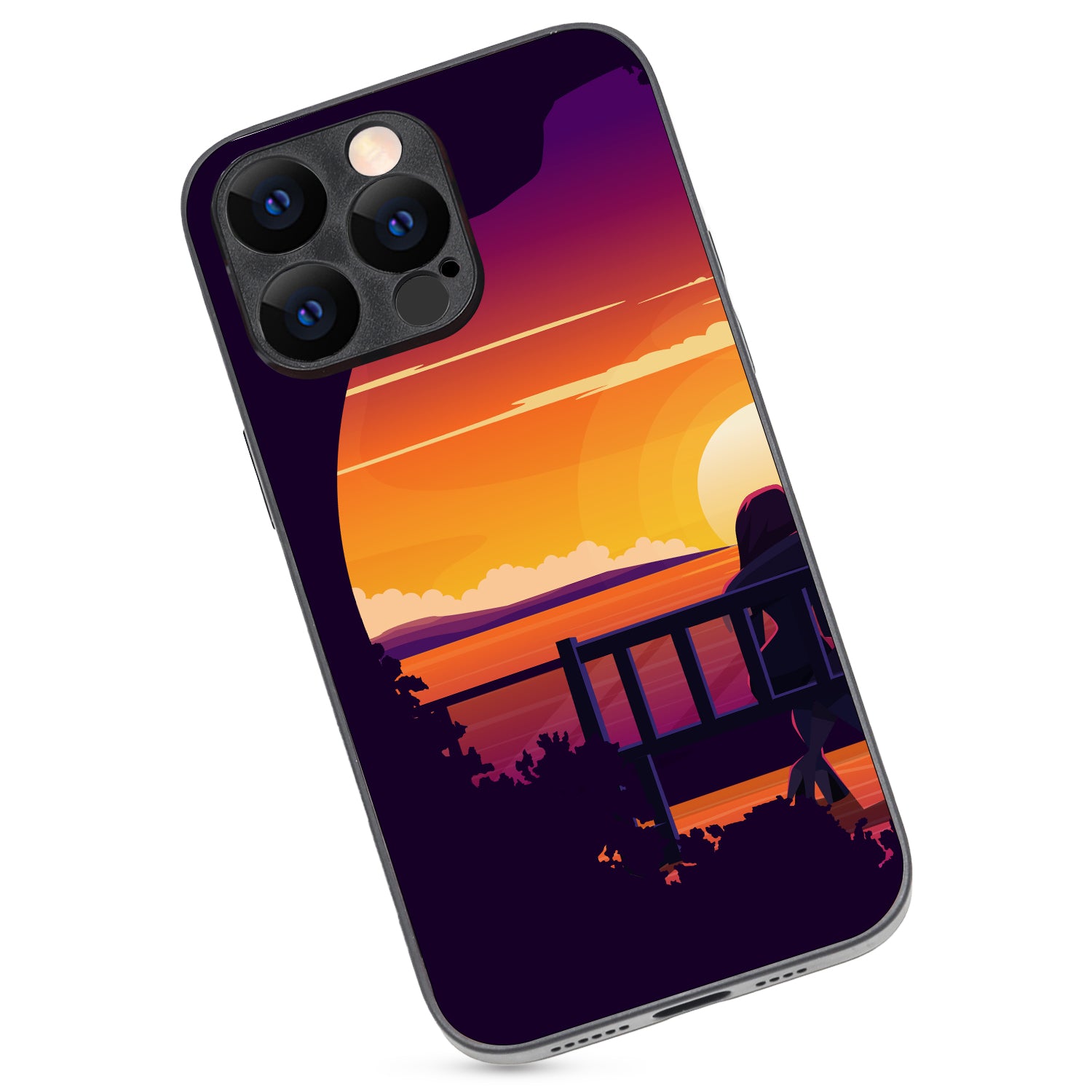Sunset Date Girl Couple iPhone 14 Pro Max Case