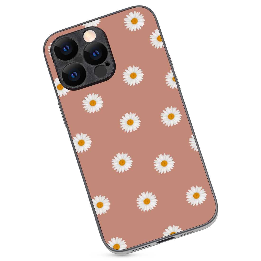 Peach Sunflower Black Floral iPhone 14 Pro Max Case