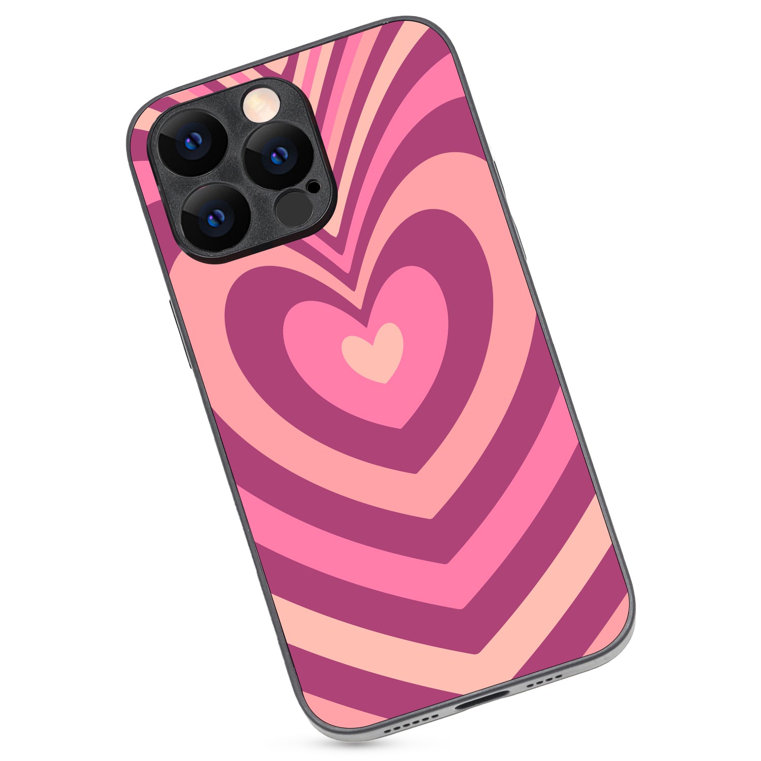 Pink Heart Optical Illusion iPhone 14 Pro Max Case