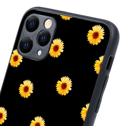 Yellow Sunflower Black Floral iPhone 11 Pro Max Case