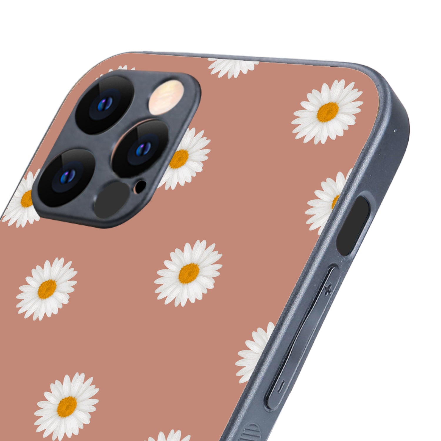 Peach Sunflower Black Floral iPhone 12 Pro Case
