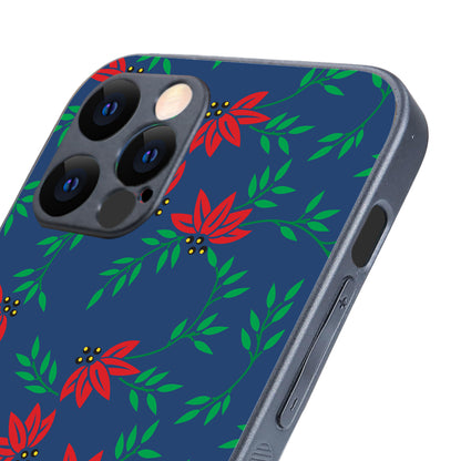 Red Green Leaves Floral iPhone 12 Pro Case