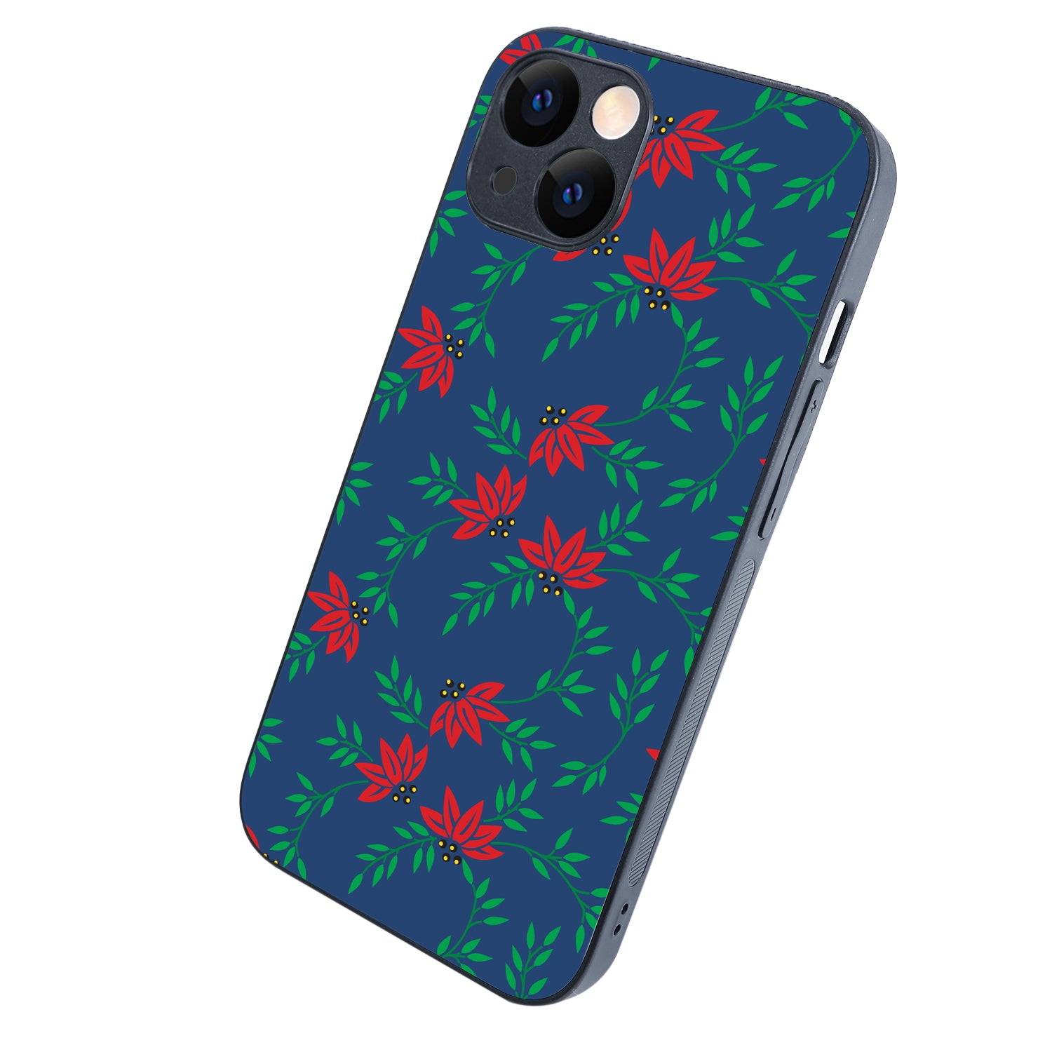 Red Green Leaves Floral iPhone 13 Case