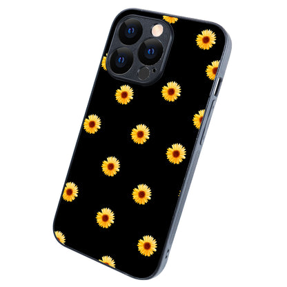 Yellow Sunflower Black Floral iPhone 13 Pro Case