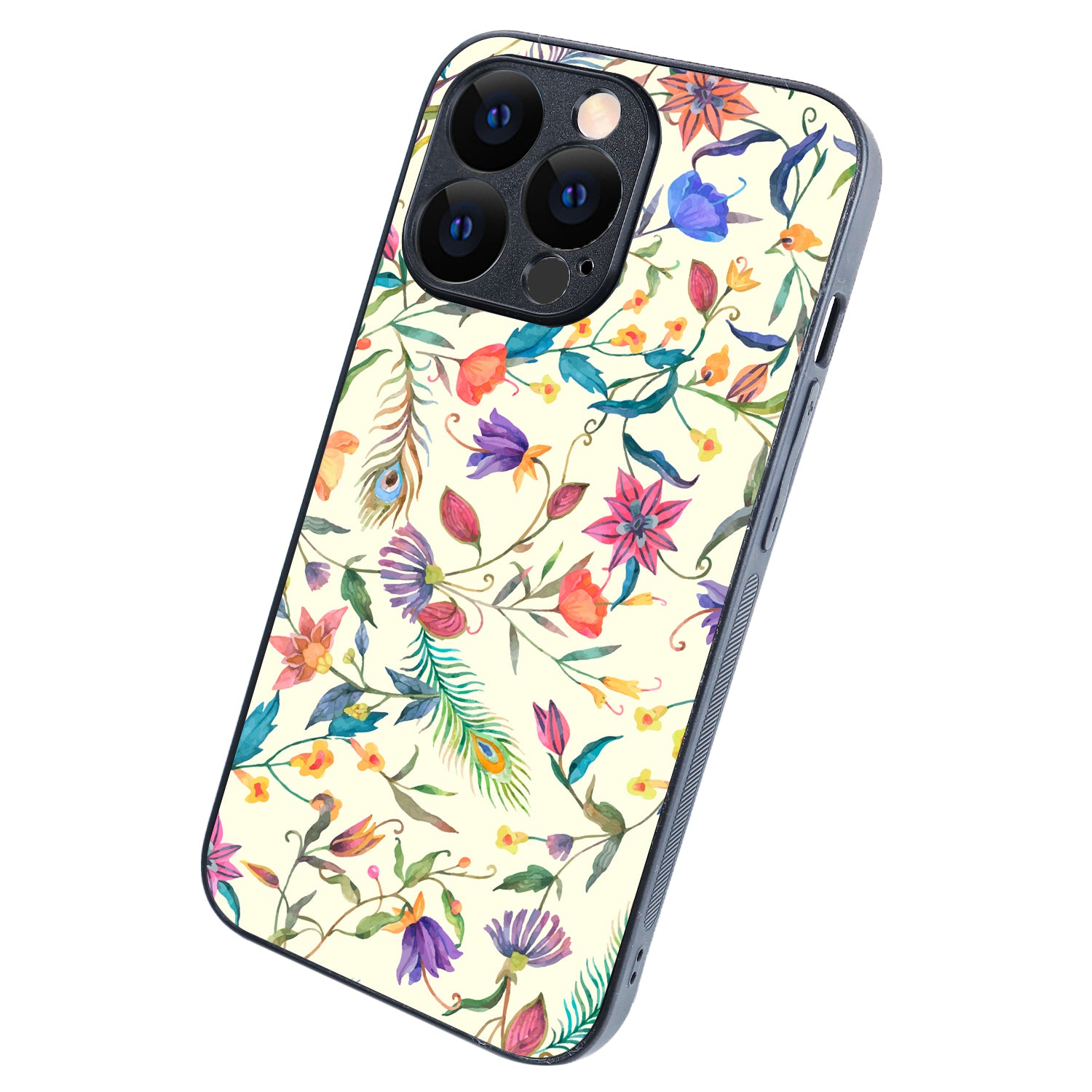 White Doodle Floral iPhone 13 Pro Case