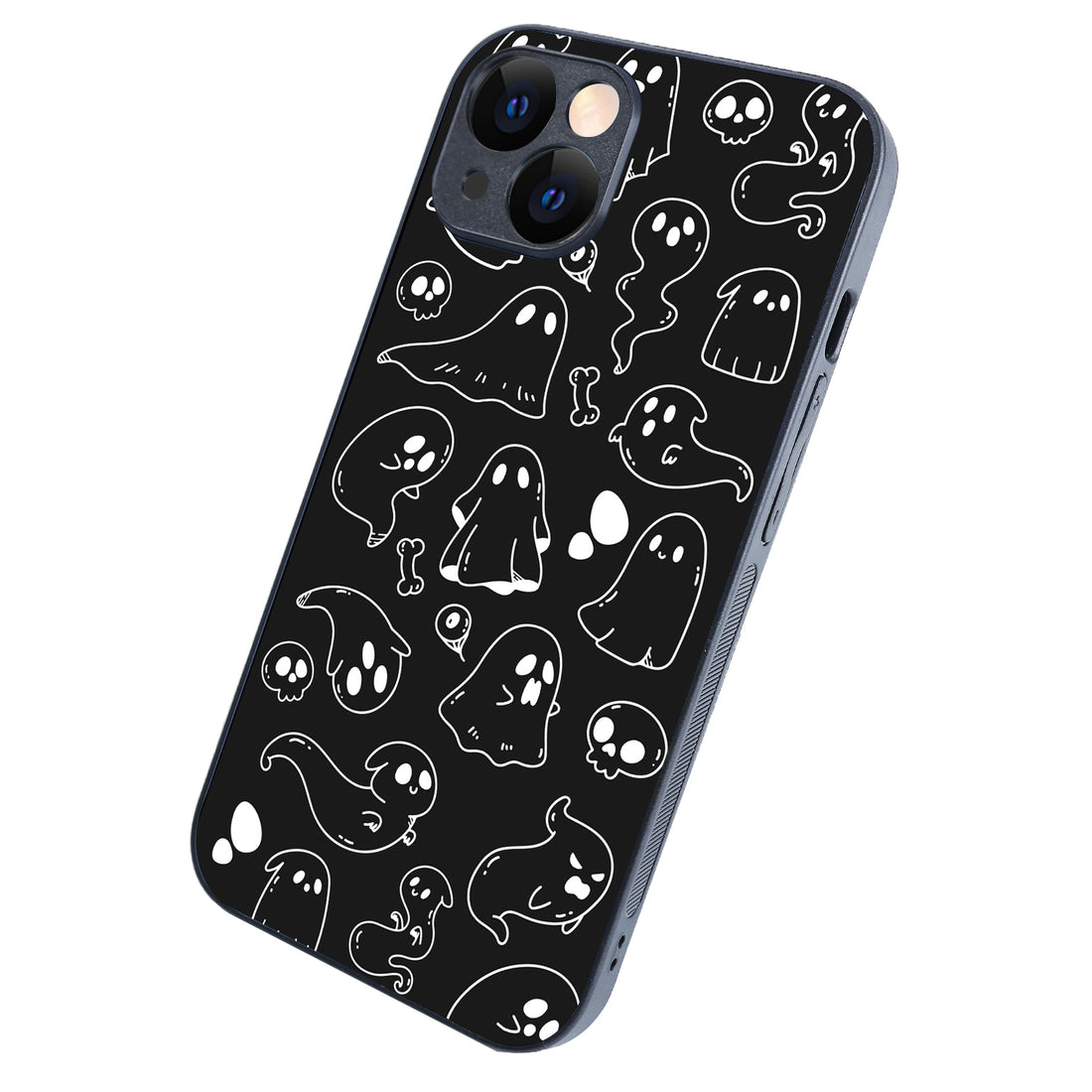 Black Ghost Doodle iPhone 14 Case