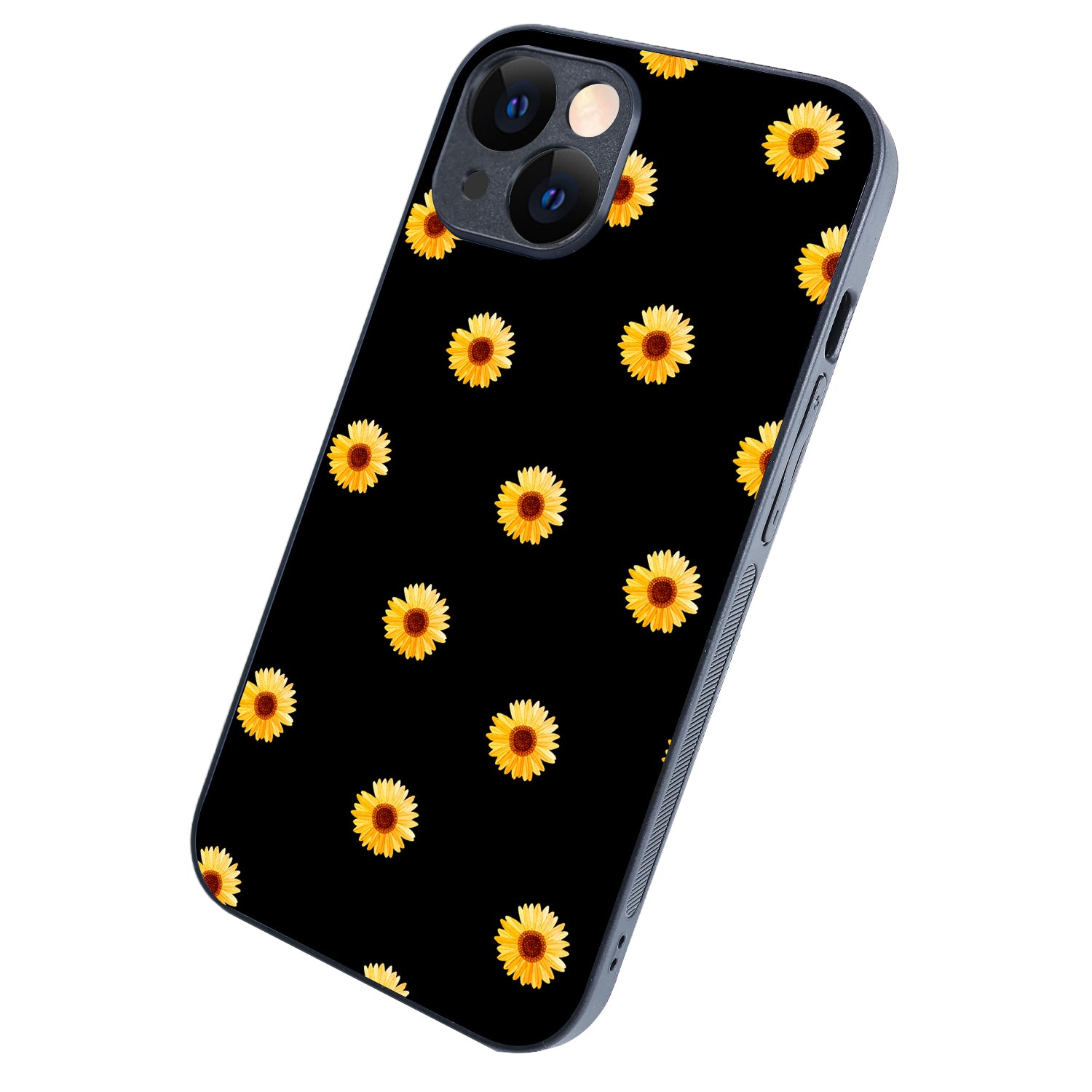 Yellow Sunflower Black Floral iPhone 14 Case
