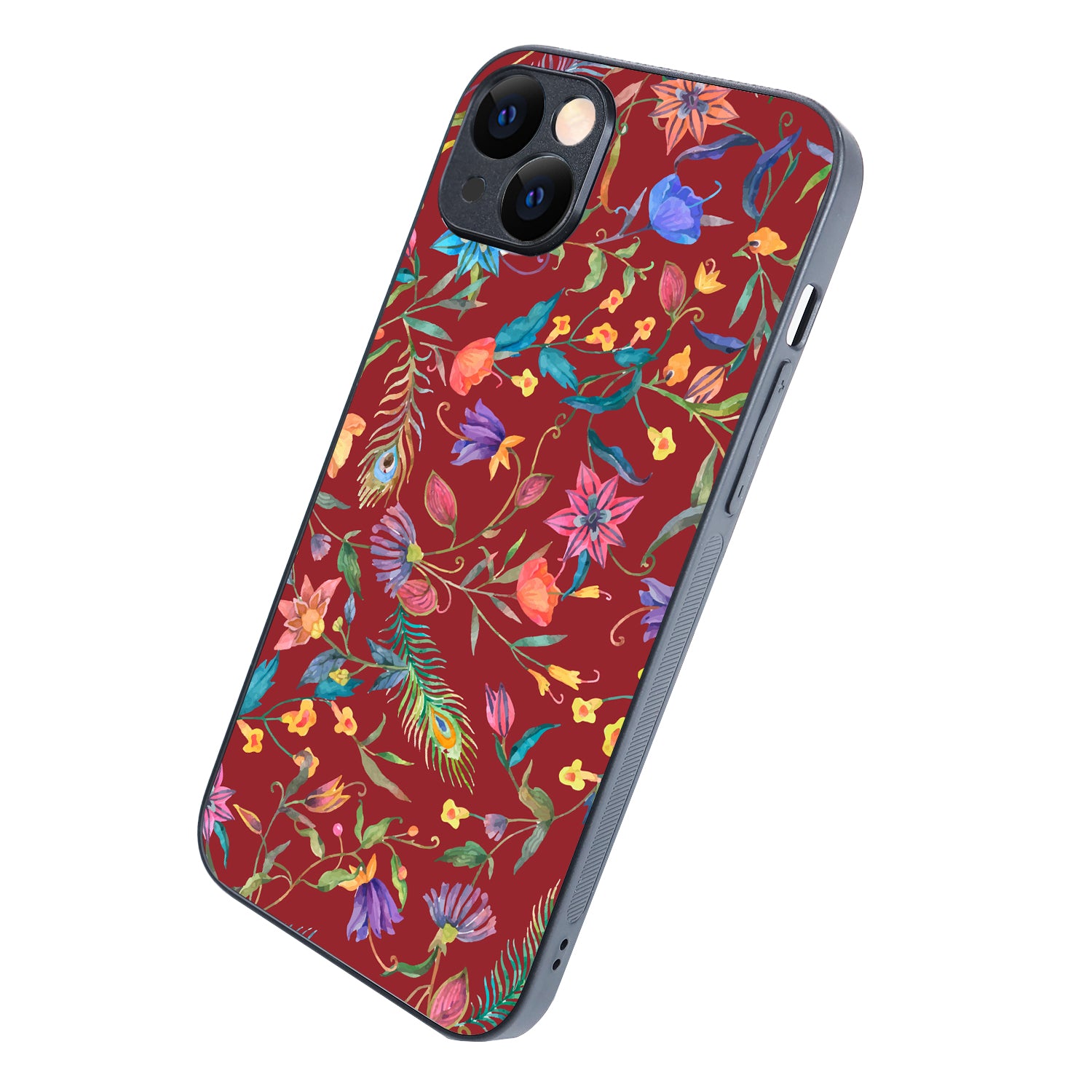 Red Doodle Floral iPhone 14 Plus Case