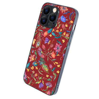 Red Doodle Floral iPhone 14 Pro Max Case