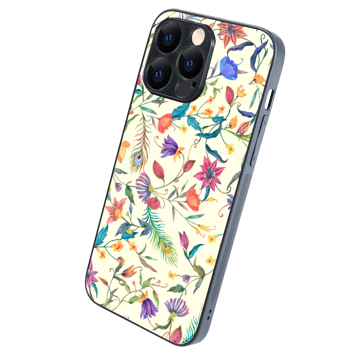 White Doodle Floral iPhone 14 Pro Max Case