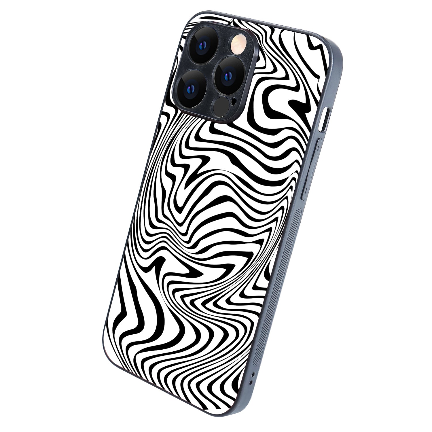 White Zig-Zag Optical Illusion iPhone 14 Pro Max Case
