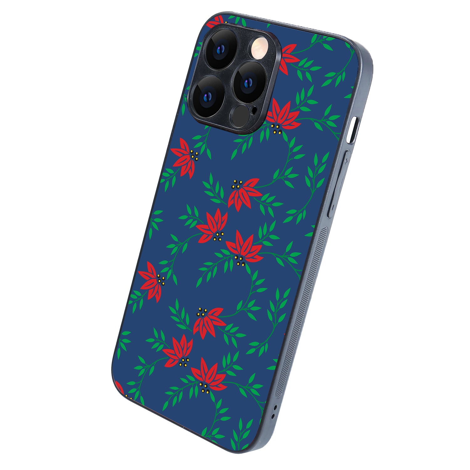 Red Green Leaves Floral iPhone 14 Pro Max Case