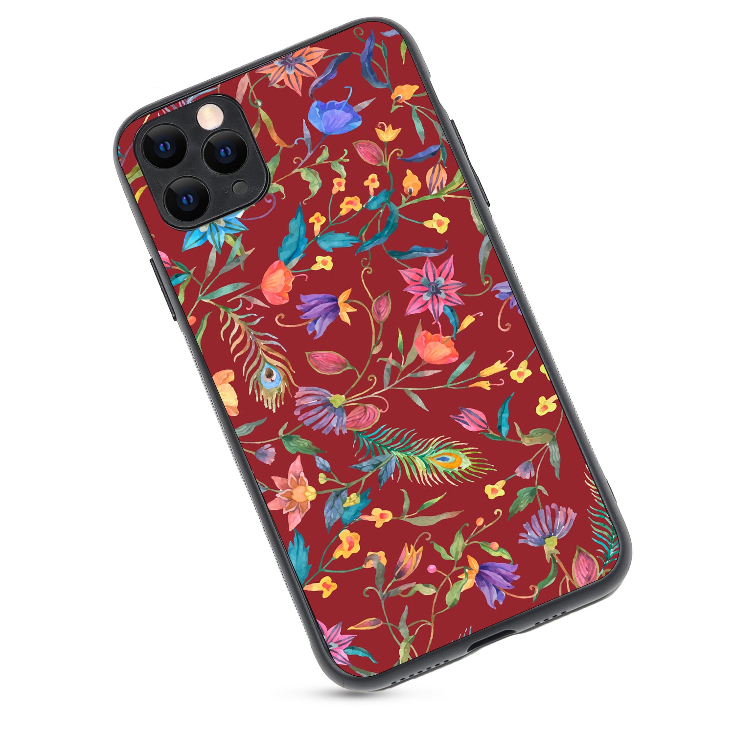 Red Doodle Floral iPhone 11 Pro Max Case