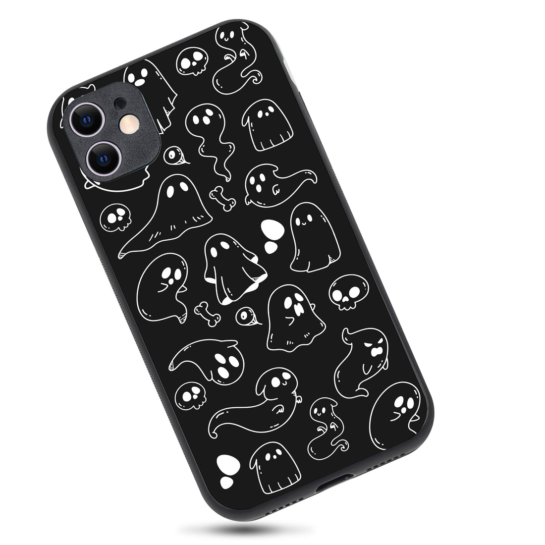 Black Ghost Doodle iPhone 11 Case