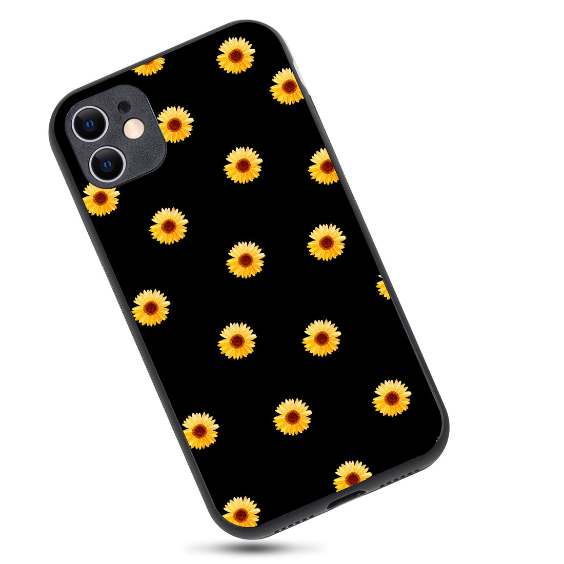 Yellow Sunflower Black Floral iPhone 11 Case