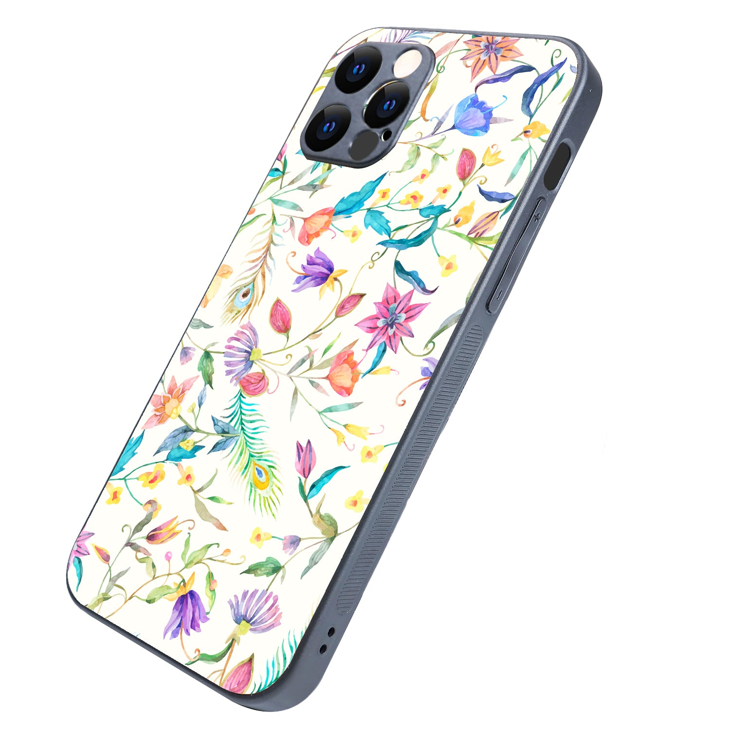 White Doodle Floral iPhone 12 Pro Case