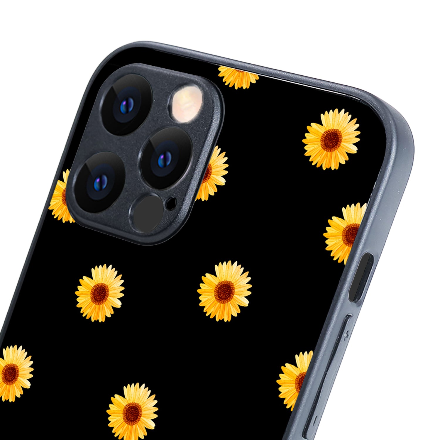 Yellow Sunflower Black Floral iPhone 12 Pro Max Case