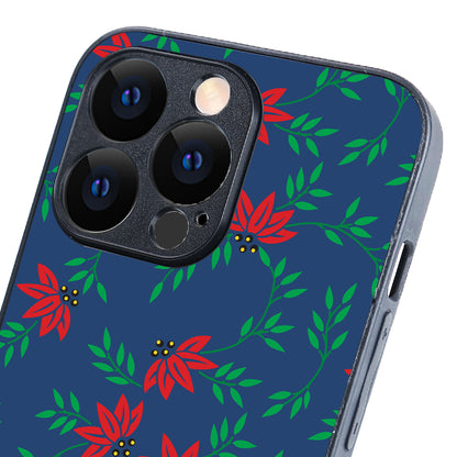 Red Green Leaves Floral iPhone 13 Pro Case