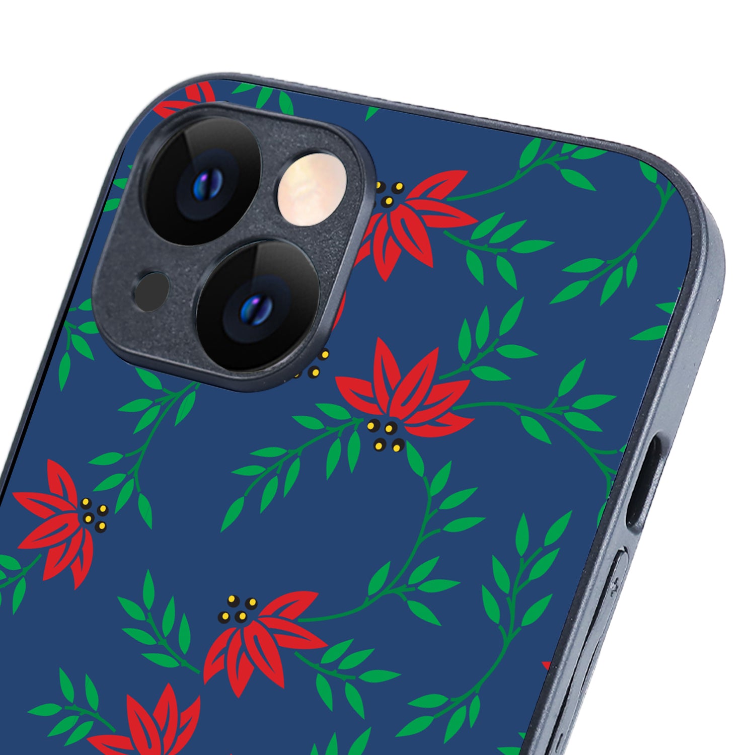 Red Green Leaves Floral iPhone 14 Case