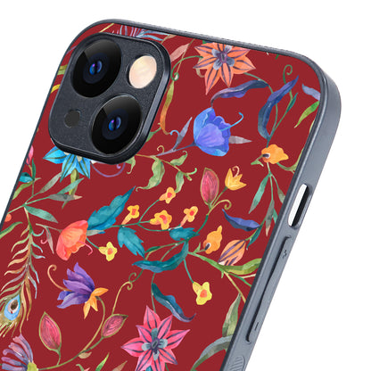 Red Doodle Floral iPhone 14 Plus Case