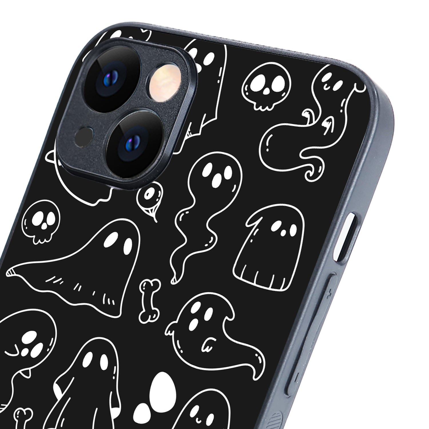 Black Ghost Doodle iPhone 14 Plus Case