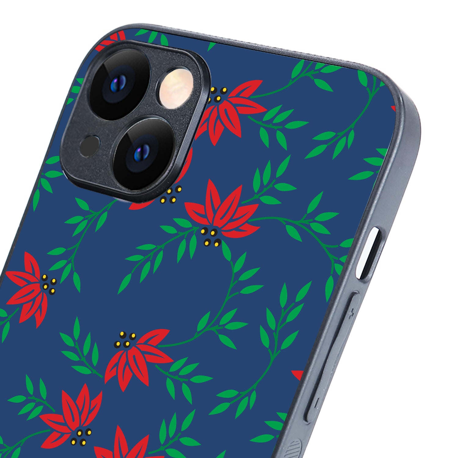 Red Green Leaves Floral iPhone 14 Plus Case