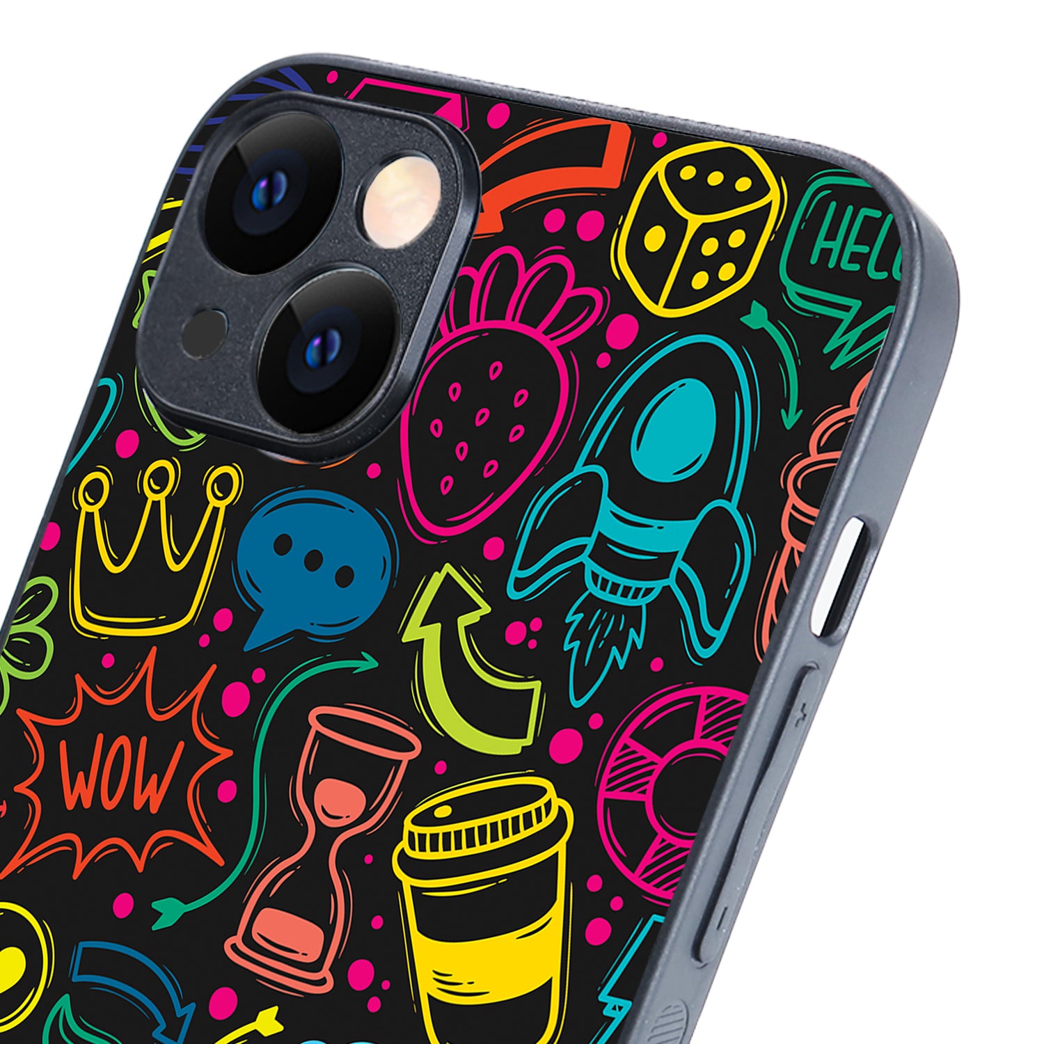 Wow Black Doodle iPhone 14 Plus Case