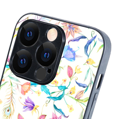 White Doodle Floral iPhone 14 Pro Case