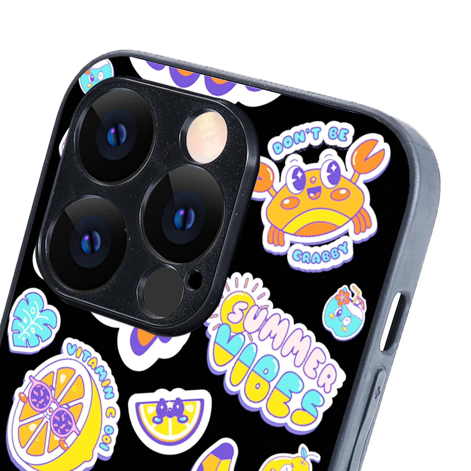 Summer Feel Black Doodle iPhone 14 Pro Case