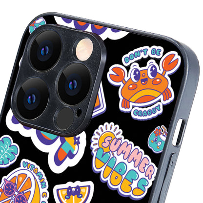 Summer Feel Black Doodle iPhone 14 Pro Max Case