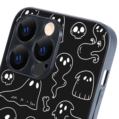 Black Ghost Doodle iPhone 14 Pro Max Case