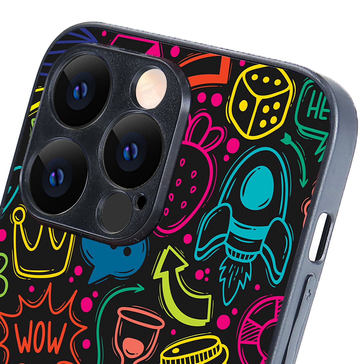 Wow Black Doodle iPhone 14 Pro Max Case