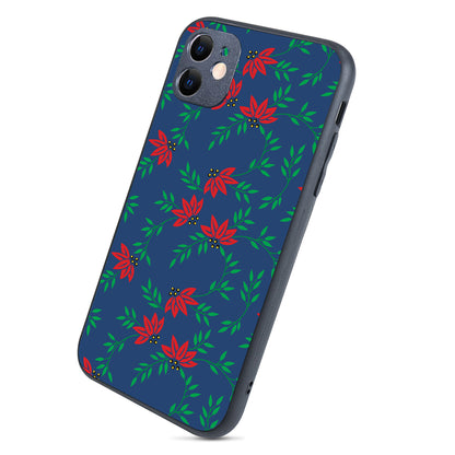 Red Green Leaves Floral iPhone 11 Case
